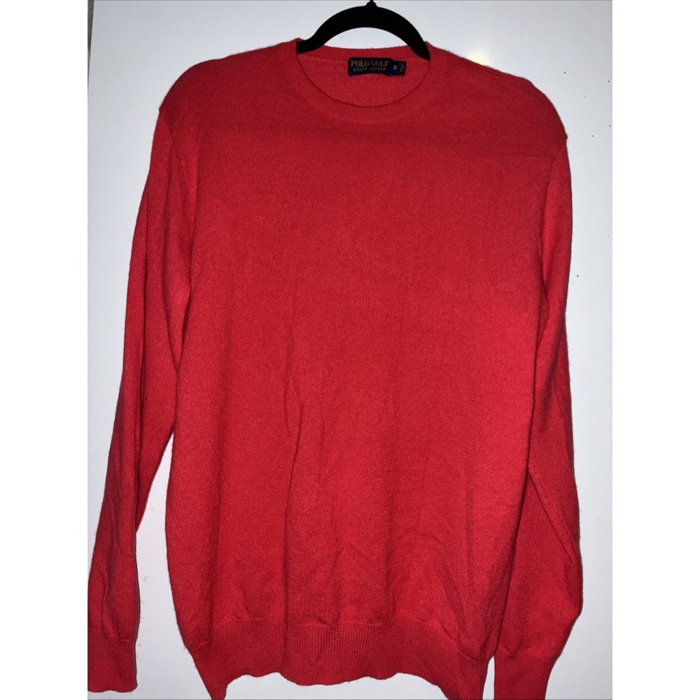 Ralph Lauren Polo Golf Sweater Cherry Red 100% Cashmere Mens Size Small
